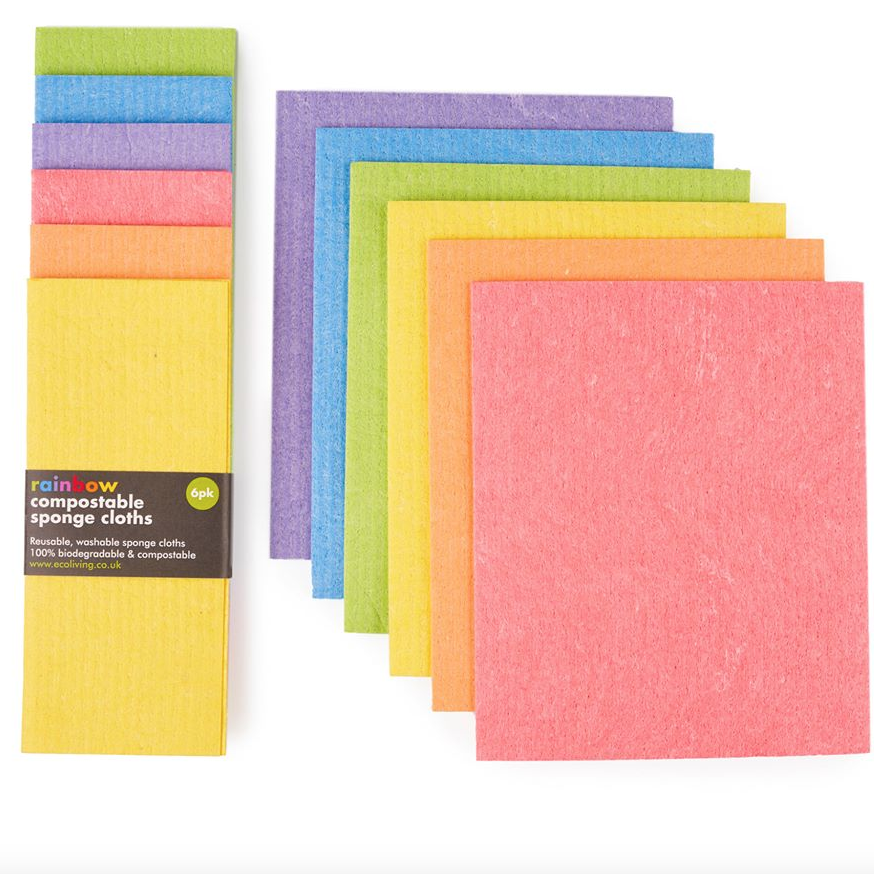 Rainbow Compostable Cleaning Sponges - 6 pack - Life Before Plastik